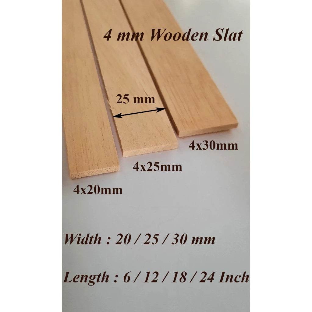 5 mm Wooden Slat DIY Art Craft Modeling Wood 8 to 24 Inch 5 mm
