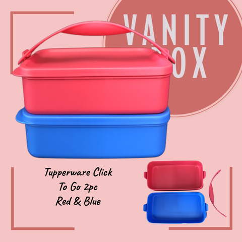 Tupperware Click To Go 900ml 2pc.  Red & Blue (Non Divided)