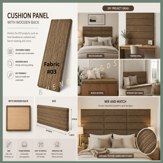 Cushion Wall Panel with Wooden Back | DIY Headboard Panel | Upholstered Wall Padding | Home Decor | 20 x 8 x 1 inch