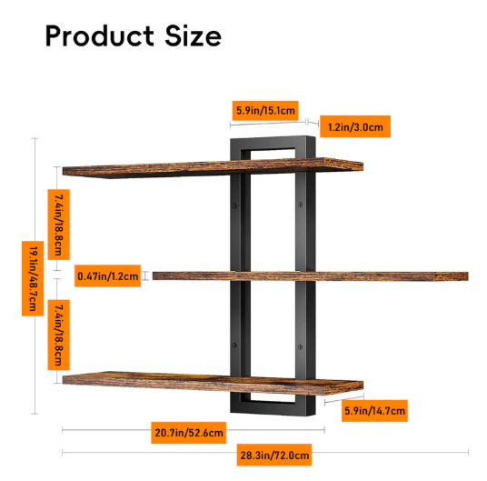 3 Layered DIY Storage Rack Home Decoration Wooden Wall Mounted Living Room, Bedromm Organizer Shelf