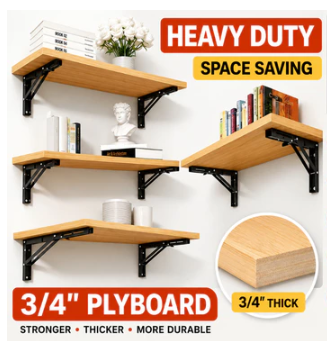 Plyboard Shelf Bracket — Assembled Pair, 3/4in