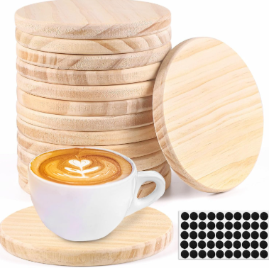 Wooden Coaster Blanks for Resin, Engraving & Painting — Pack of 6