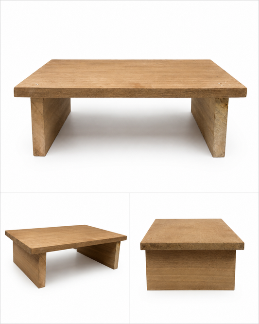 Multi-Purpose Wooden Monitor Stand | Desk Organizer | Laptop Riser | Display Shelf | Natural Wood