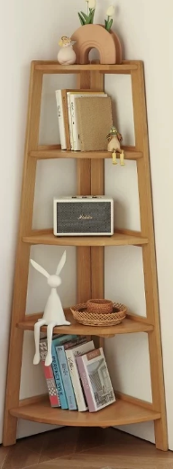 Wood Corner rack Corner Shelf Bookshelf Storage Rack Organizer 4,5 Layer