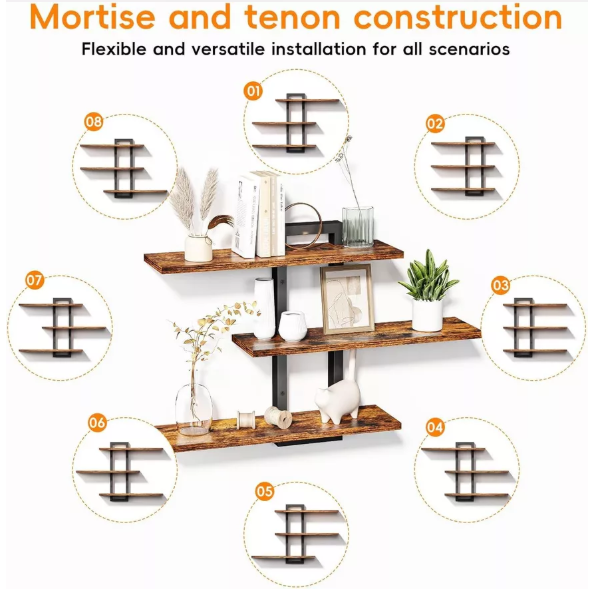 3 Layered DIY Storage Rack Home Decoration Wooden Wall Mounted Living Room, Bedromm Organizer Shelf