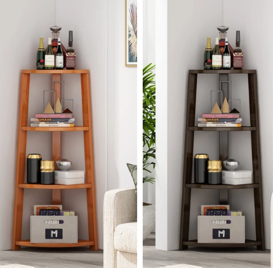 Wood Corner rack Corner Shelf Bookshelf Storage Rack Organizer 4,5 Layer