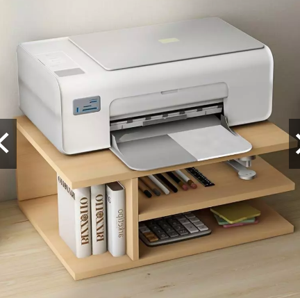 Solid Wood Desktop Printer Stand with Storage Shelf