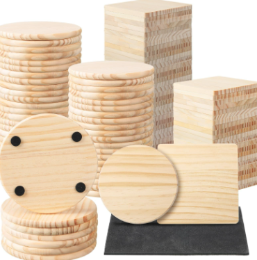 Wooden Coaster Blanks for Resin, Engraving & Painting — Pack of 6