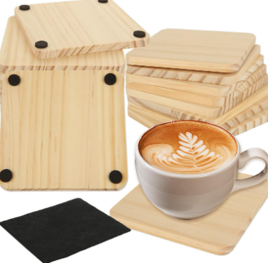 Wooden Coaster Blanks for Resin, Engraving & Painting — Pack of 6