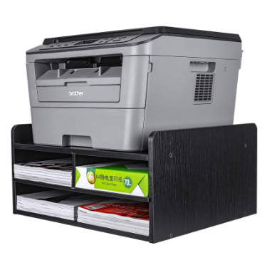 Solid Wood Desktop Printer Stand with Storage Shelf